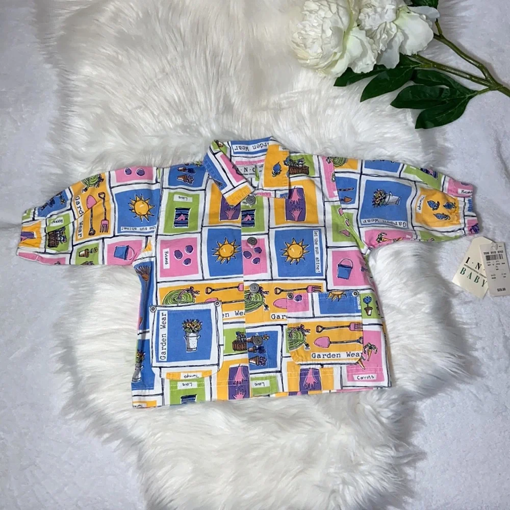 Vintage I.N.C international Concepts Baby Garden Theme Print Shirt/Jacket 12M